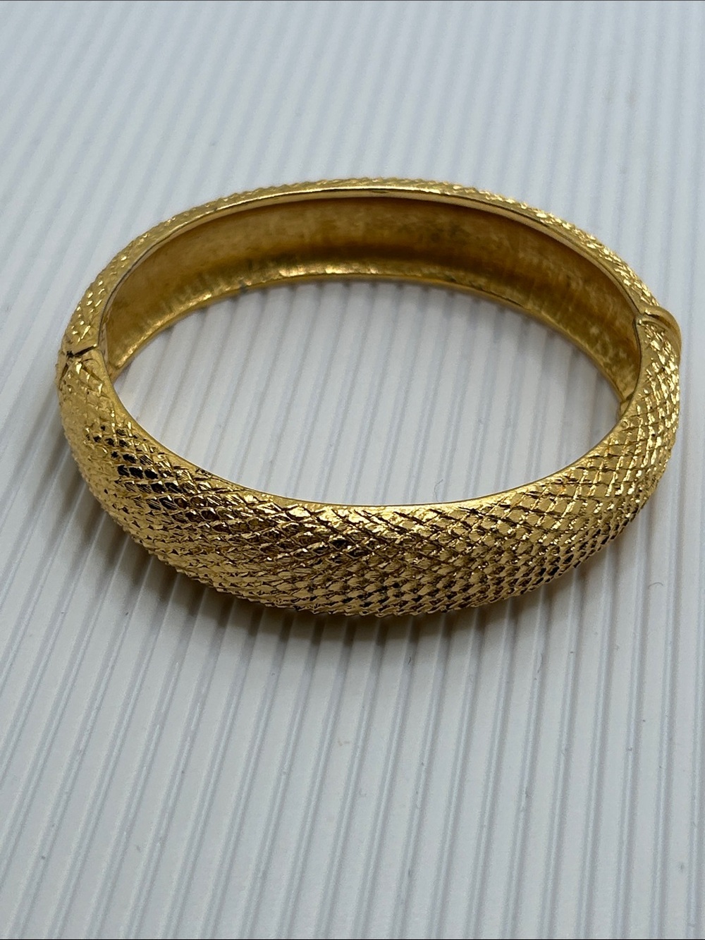 Monet Vintage Gold Textured Mesh Bangle Bracelet